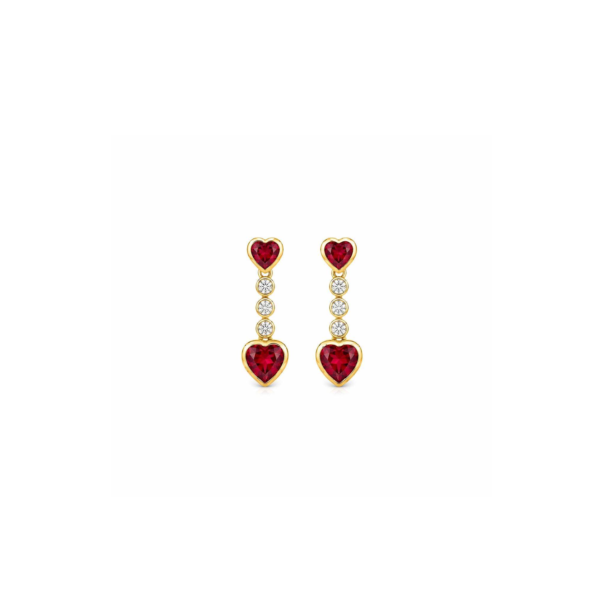 Heart-Shaped Garnet Drop Earrings
