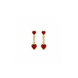 Heart-Shaped Garnet Drop Earrings