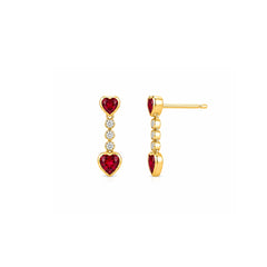 Heart-Shaped Garnet Drop Earrings