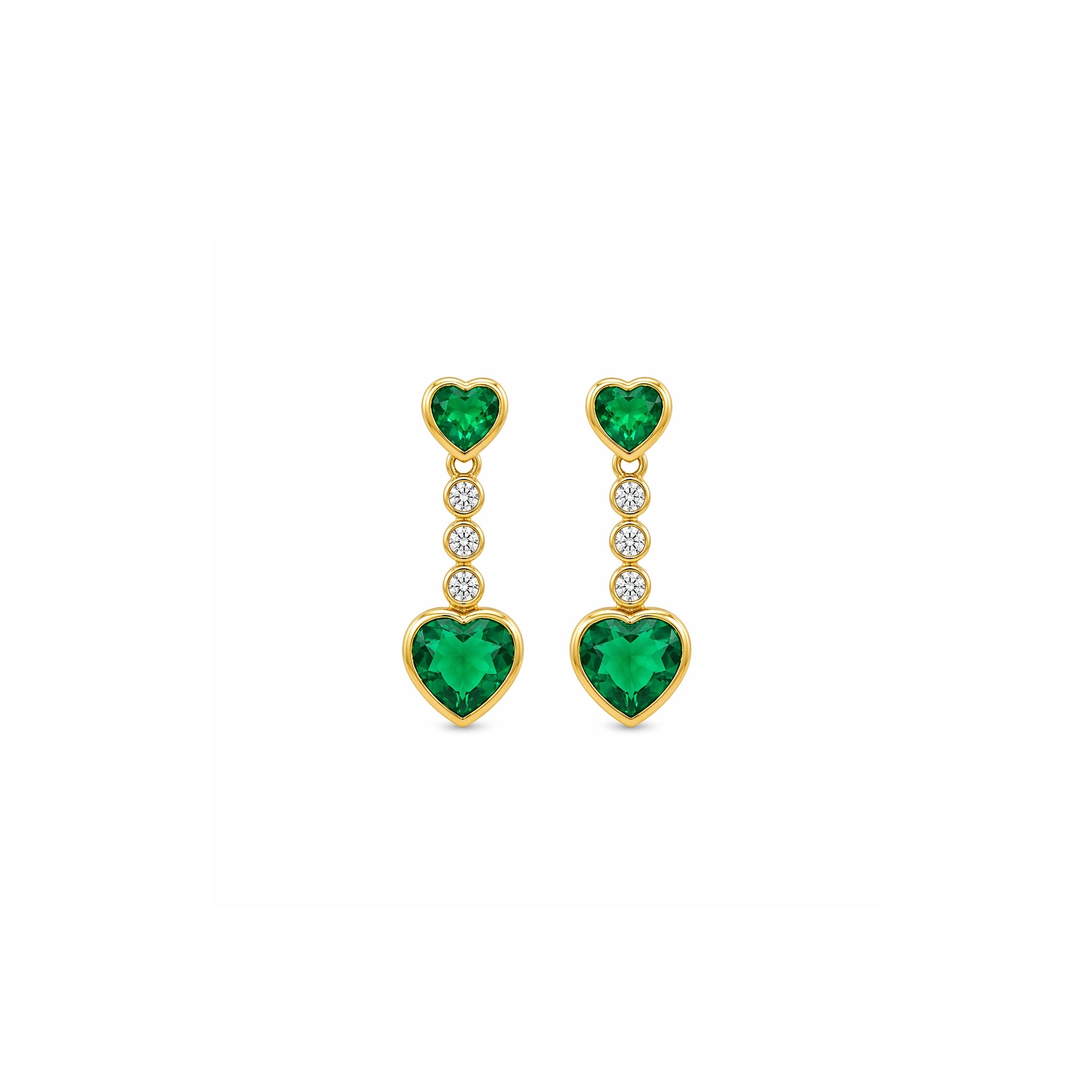 Heart-Shaped Green Onyx Drop Earrings