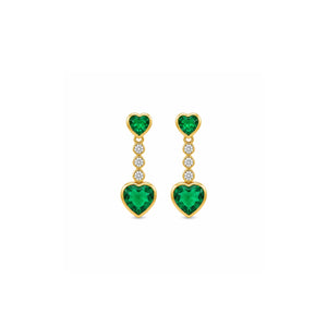 Heart-Shaped Green Onyx Drop Earrings