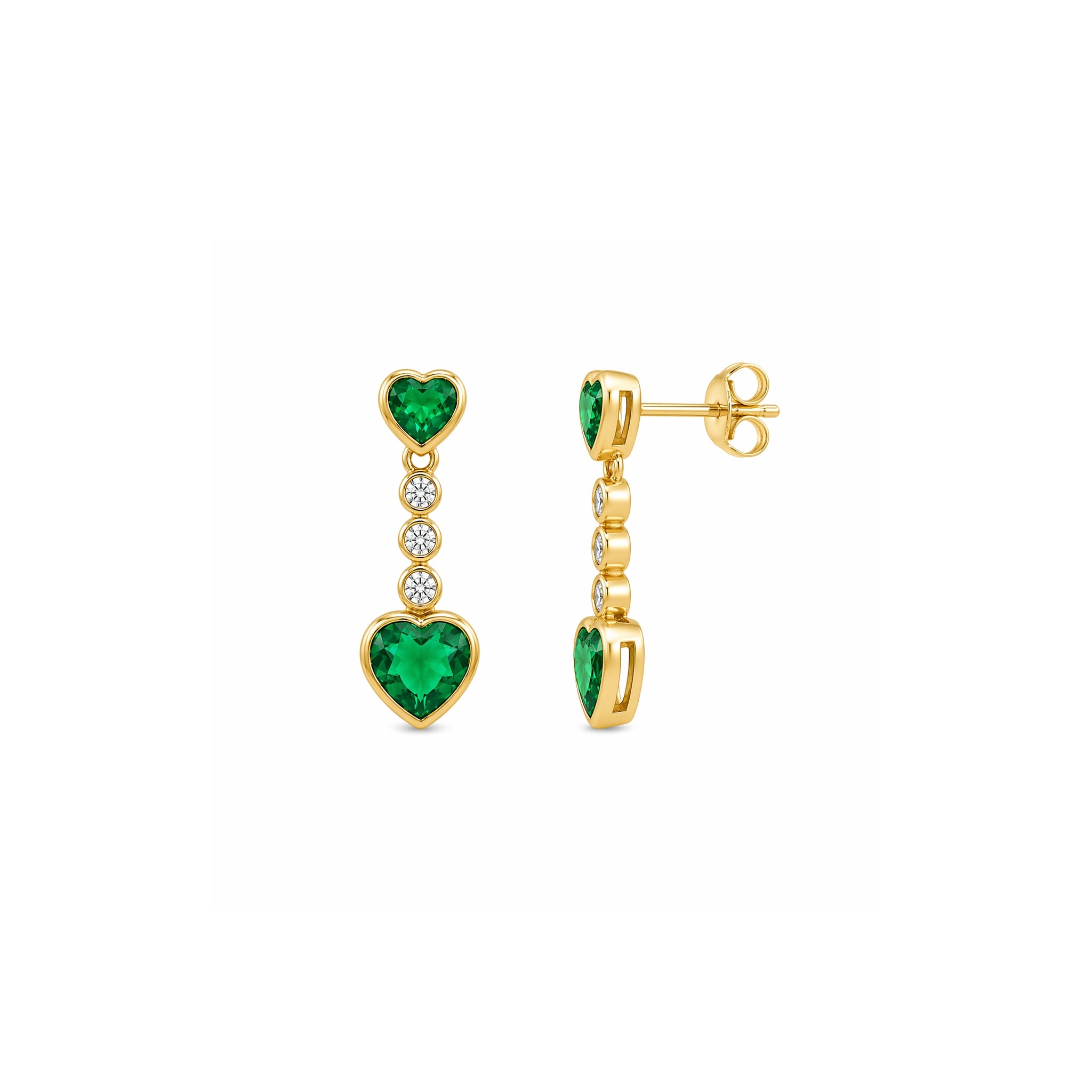 Heart-Shaped Green Onyx Drop Earrings
