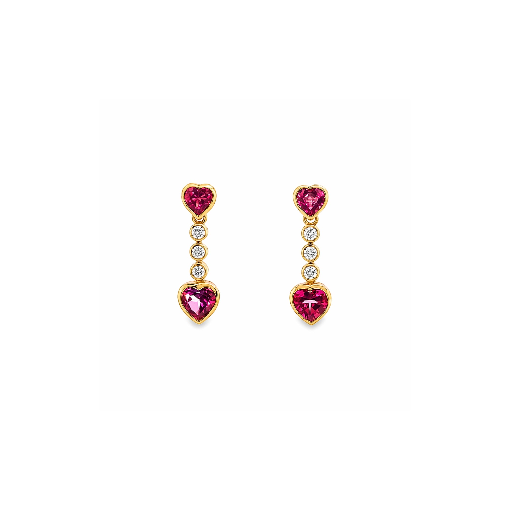 Heart-Shaped Pink Topaz Drop Earrings