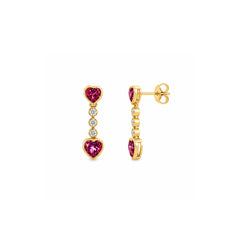 Heart-Shaped Pink Topaz Drop Earrings