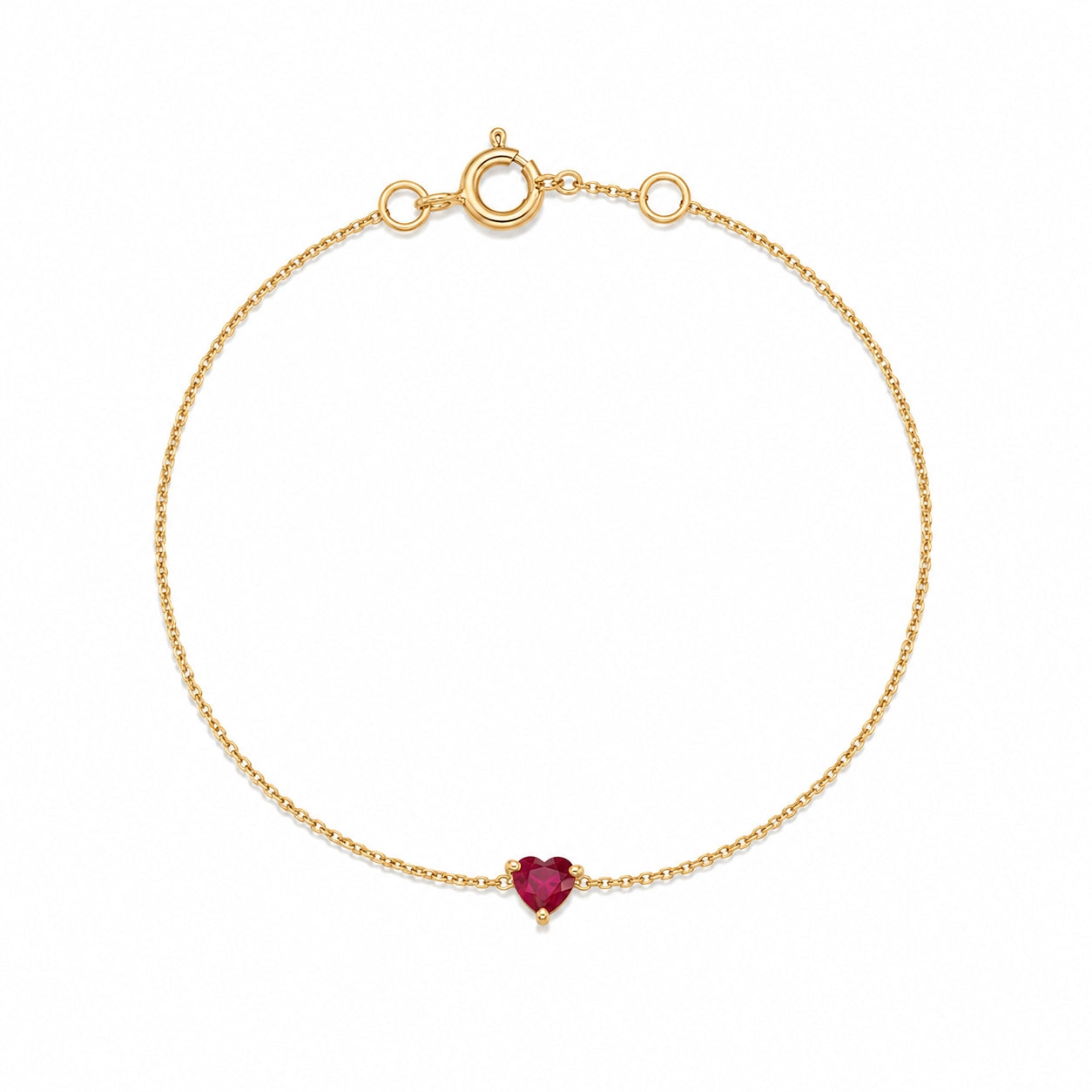 Heart-Shaped Ruby Chain Bracelet