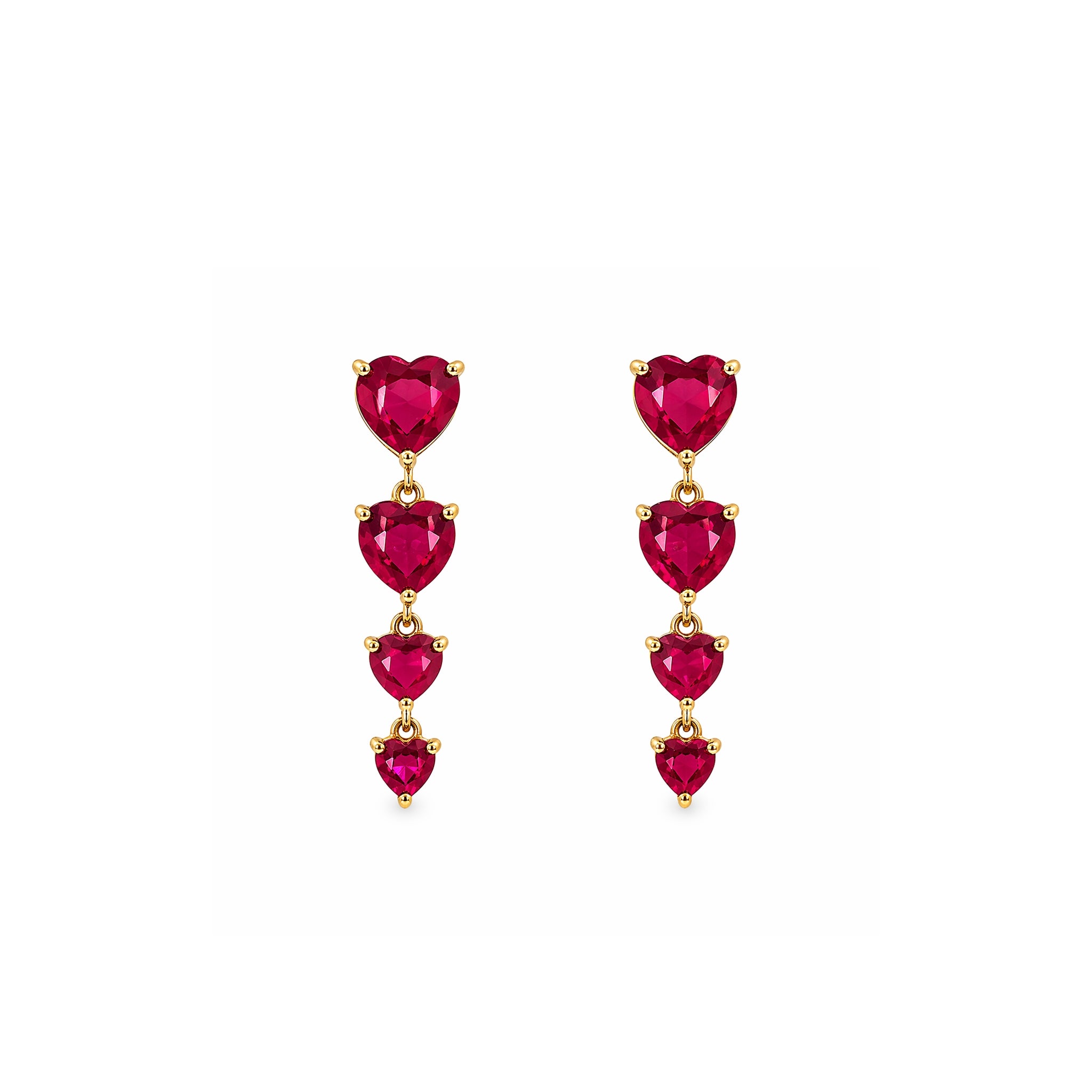 Heart-Shaped Ruby Drop Earrings