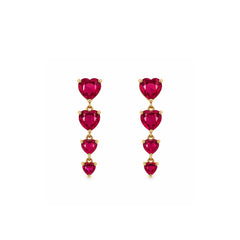 Heart-Shaped Ruby Drop Earrings