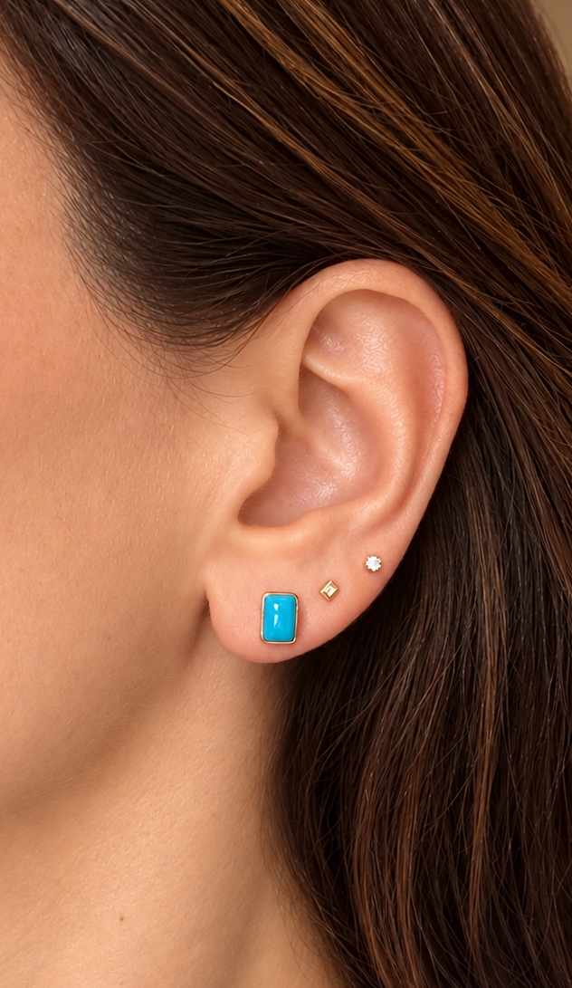 Turquoise Bezel Studs