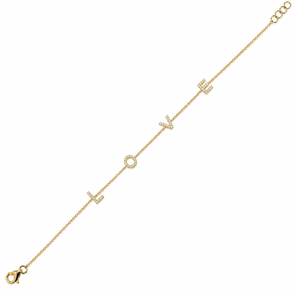 Diamond LOVE Station Chain Bracelet