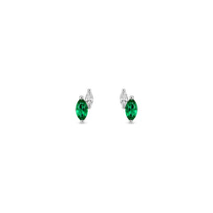 Marquise Emerald and Diamond Stud
