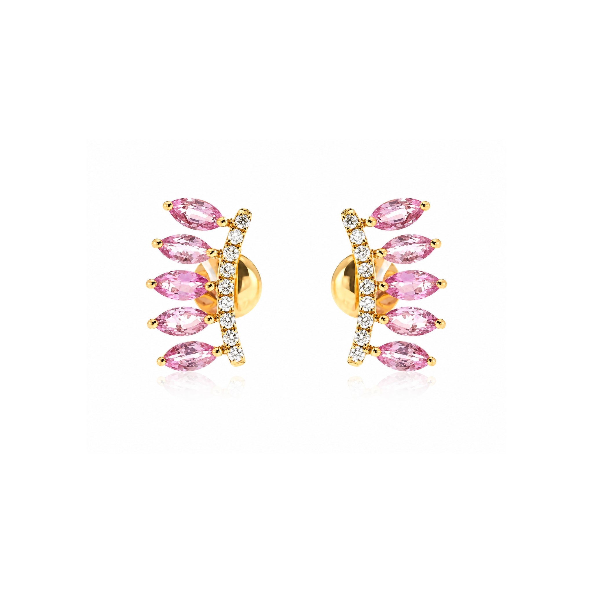 Marquise Pink Sapphire and Diamond Climber Earrings