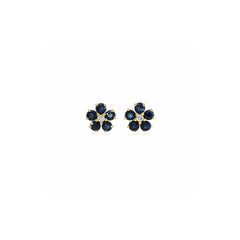 Mini Blue Sapphire and Diamond Flower