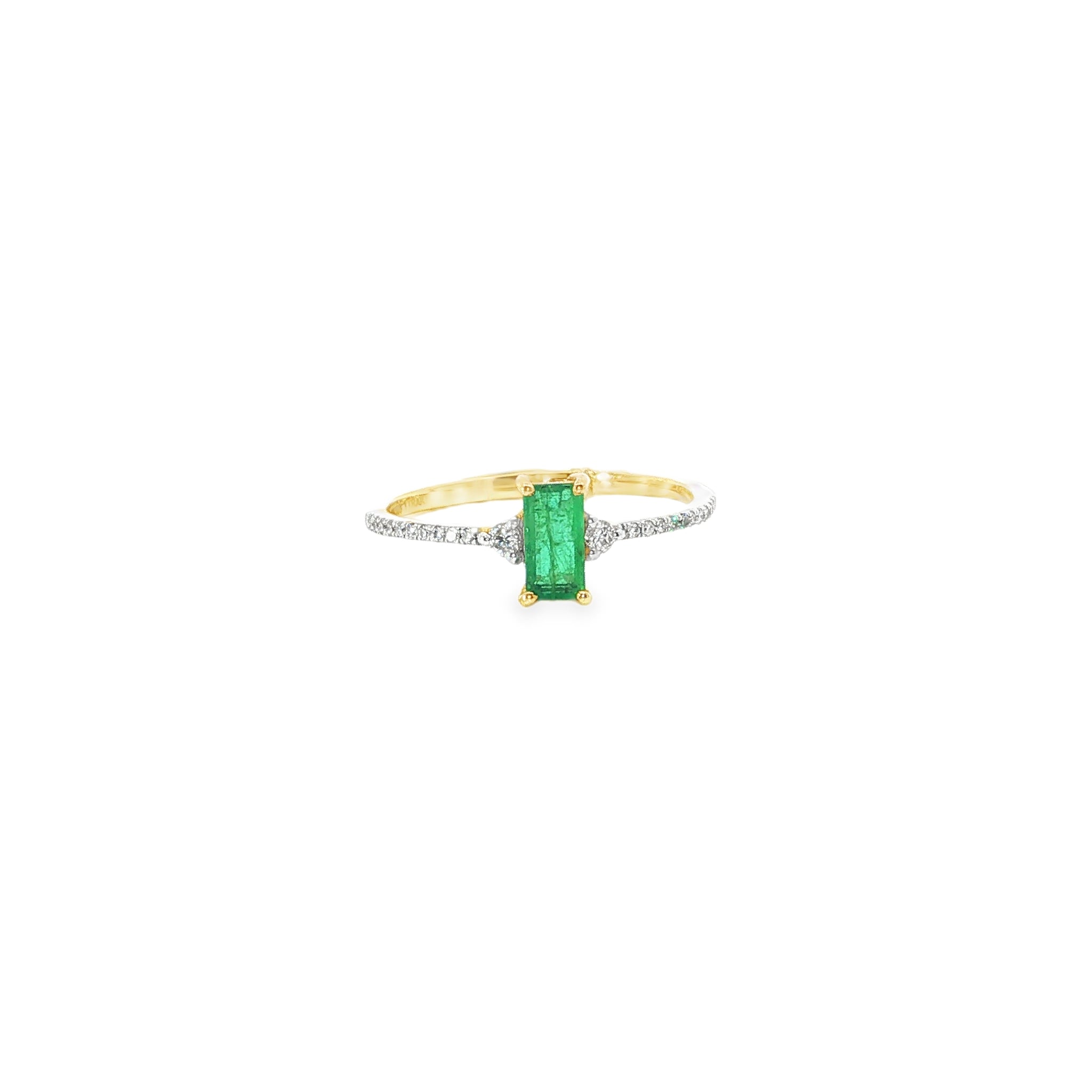 Mini Emerald and Pavé Diamond Ring