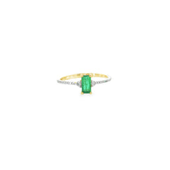 Mini Emerald and Pavé Diamond Ring