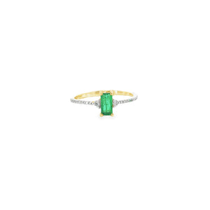 Mini Emerald and Pavé Diamond Ring