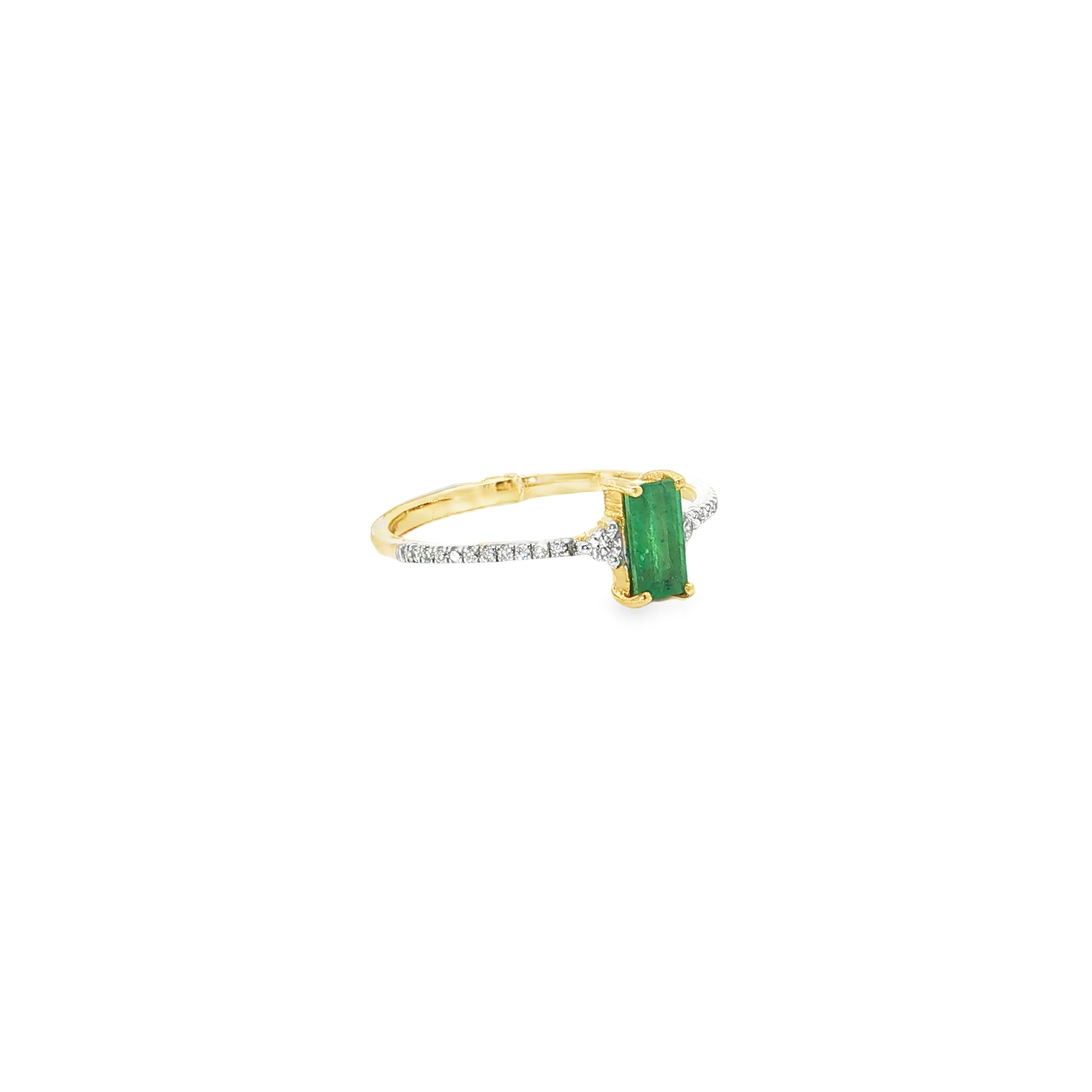 Mini Emerald and Pavé Diamond Ring