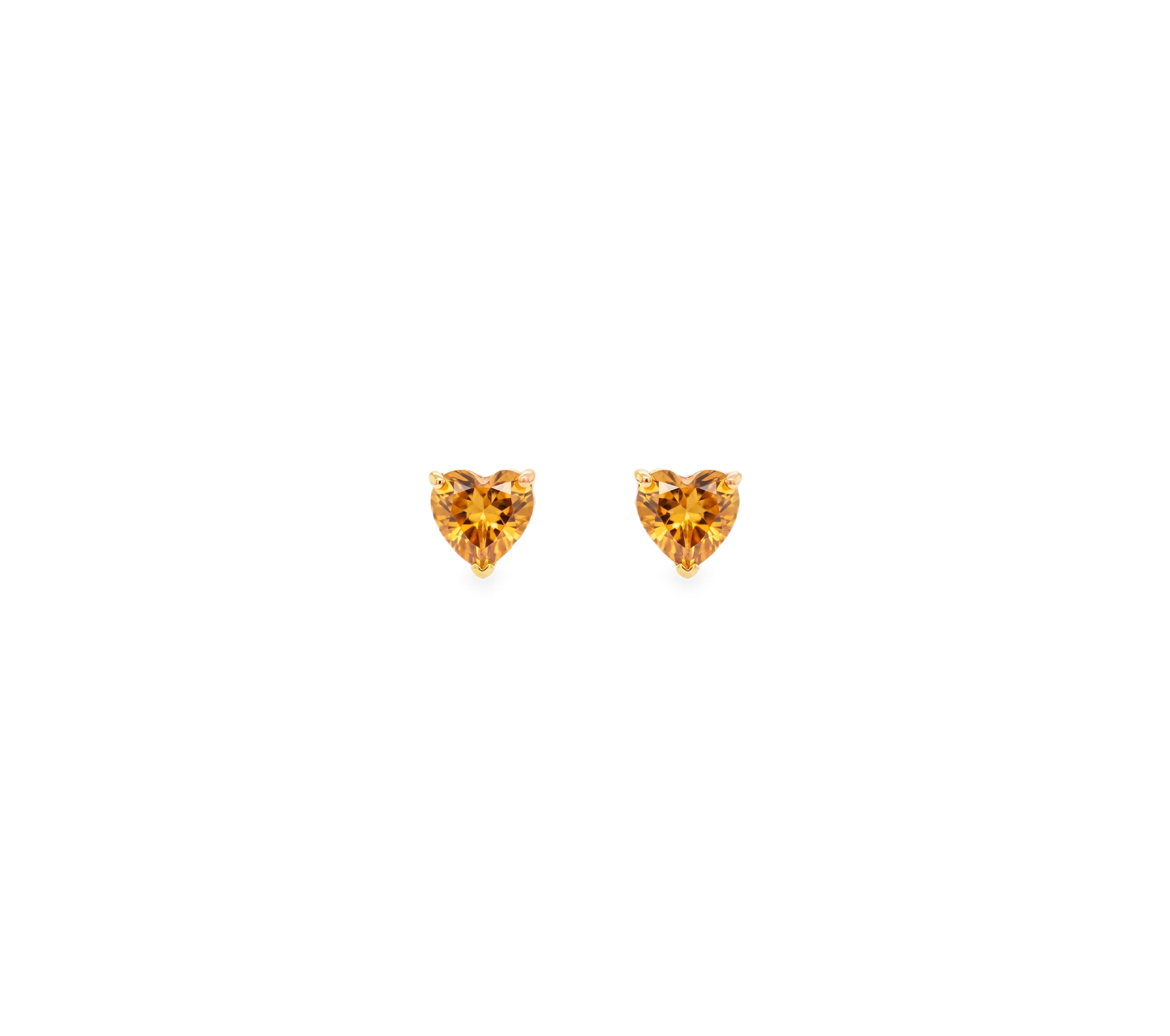 Mini Heart-Shaped Citrine Stud
