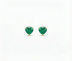 Mini Heart Emerald Stud