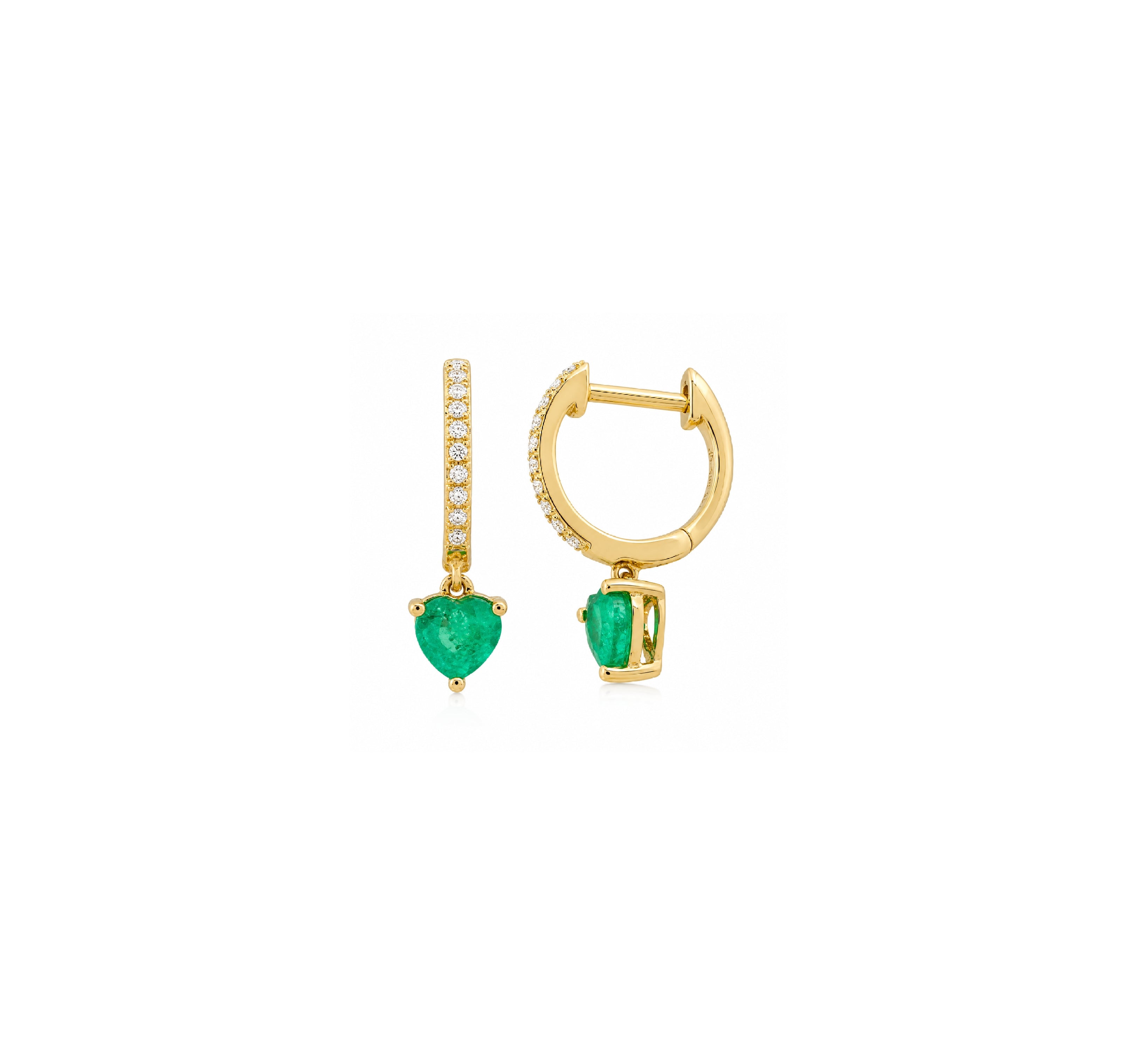 Mini Heart Emerald Drop Hoops