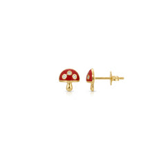 Mini Mushroom Red Enamel with Diamonds
