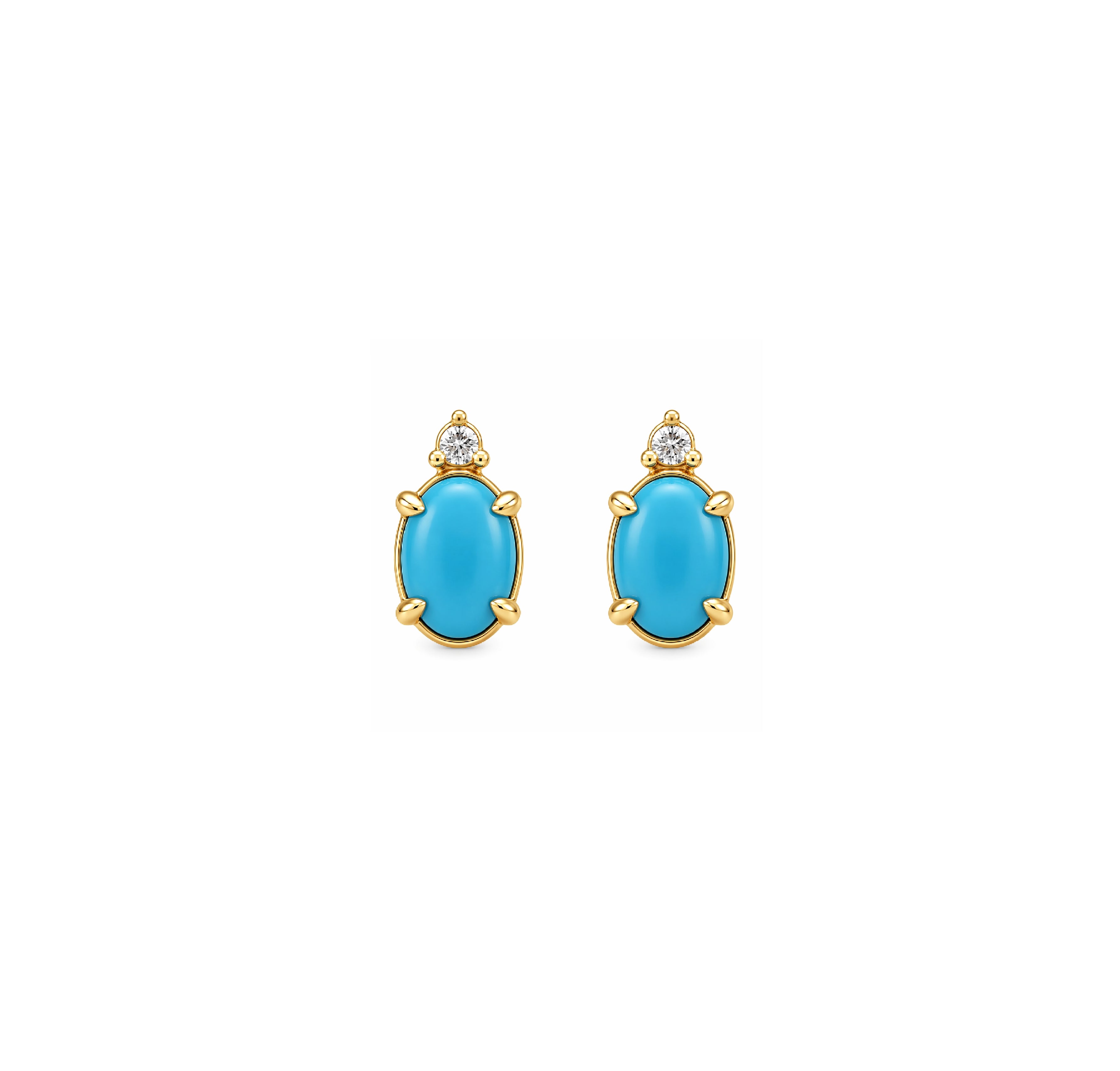 Mini Oval Turquoise Cabochon with Diamond