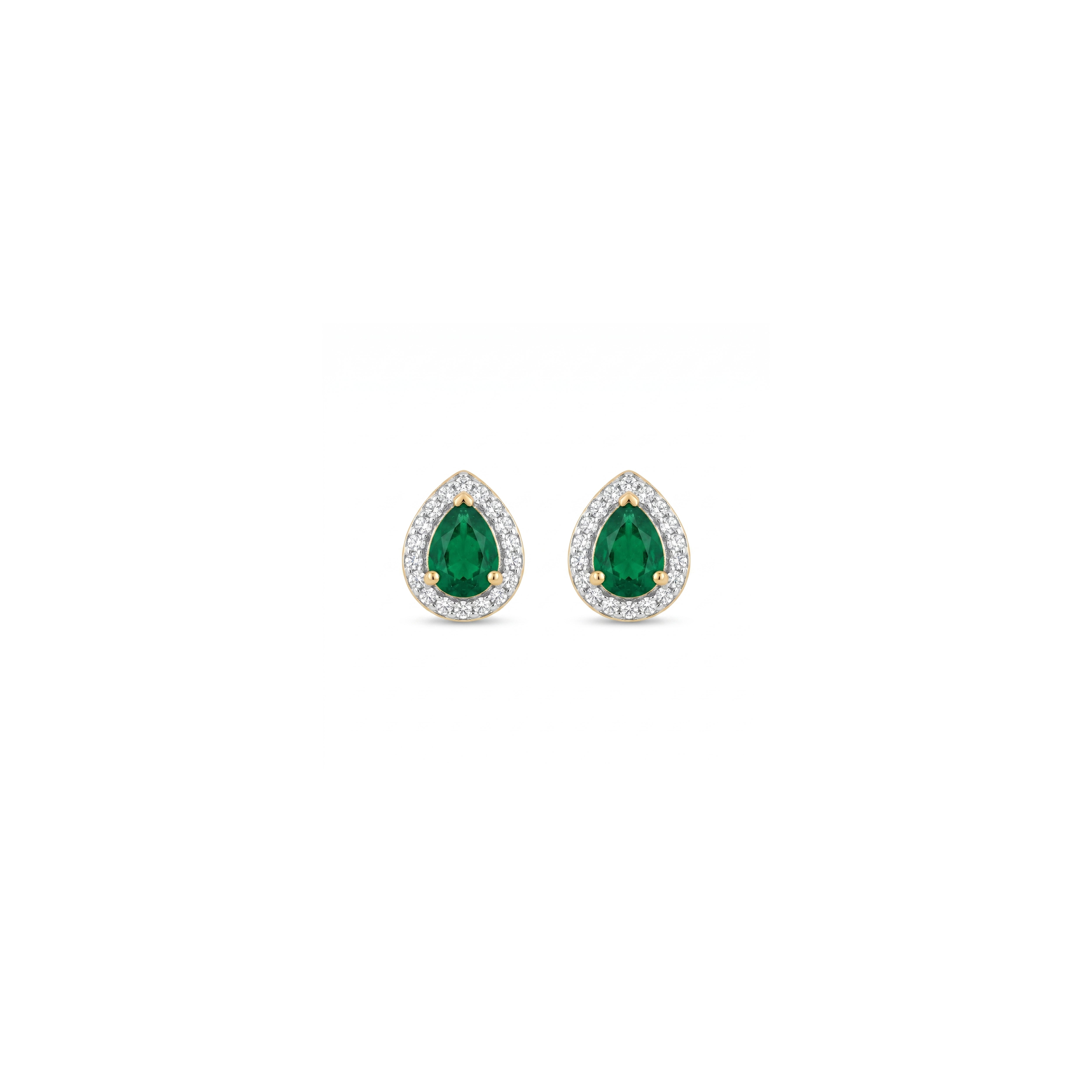 Mini Pear-Cut Emerald with Diamond Halo