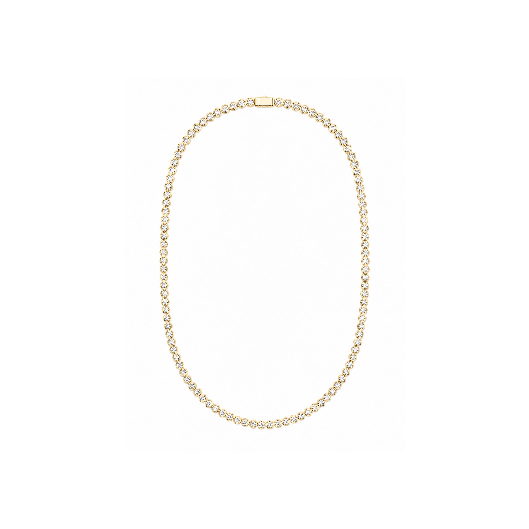 Natural Diamond Bezel-Set Tennis Necklace