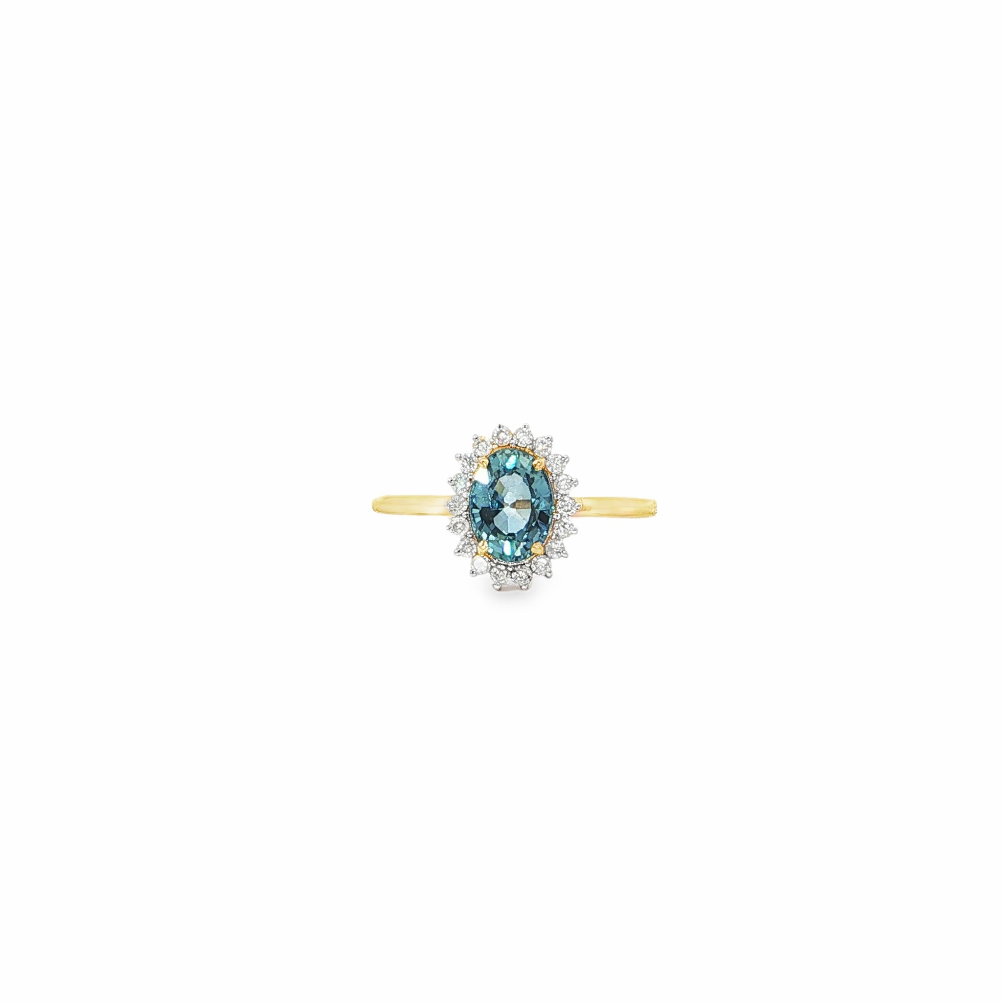 Oval Blue Sapphire Cocktail Ring with Halo
