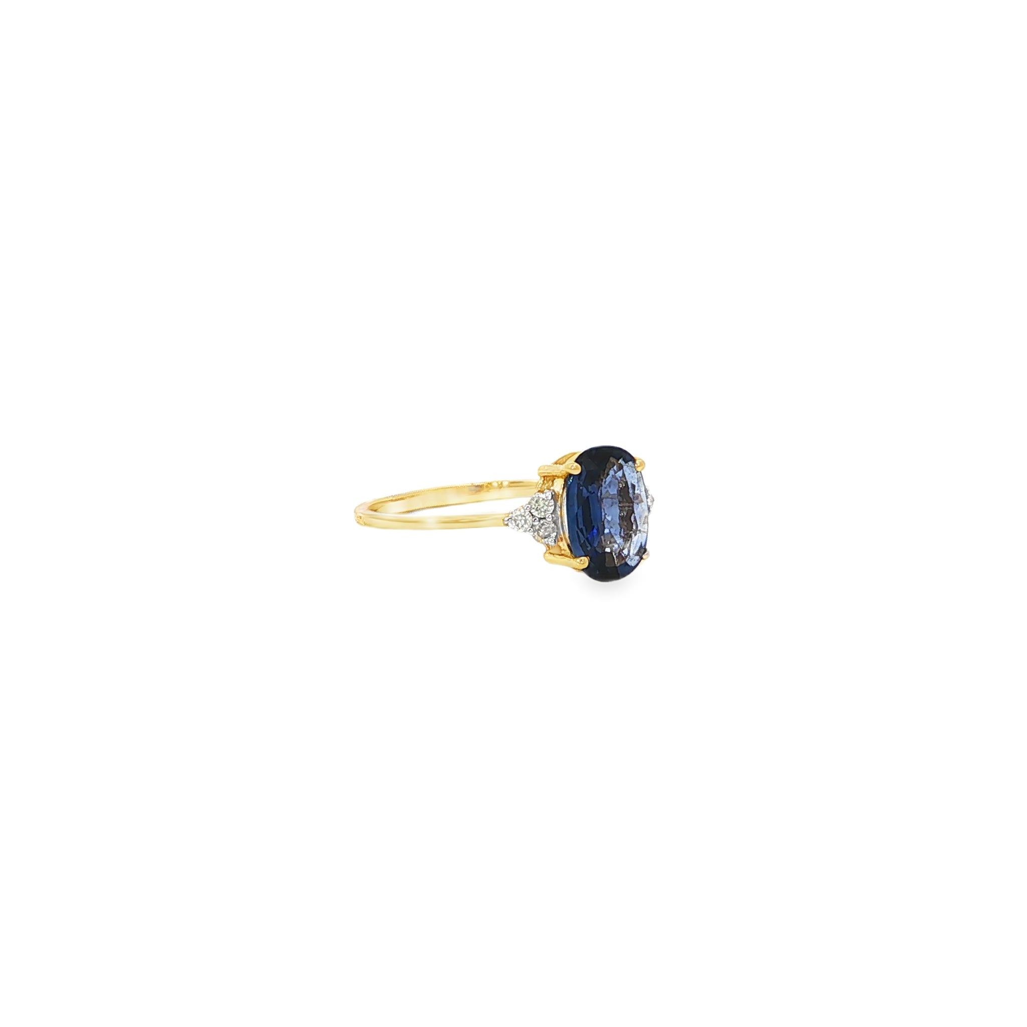 Oval Blue Sapphire and Six-Stone Diamond Cocktail Ring