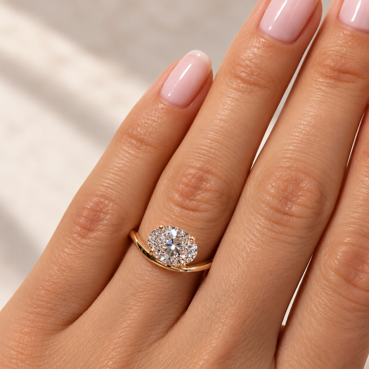 Oval Solitaire Ring in Yellow Gold | Lab-Grown Diamonds