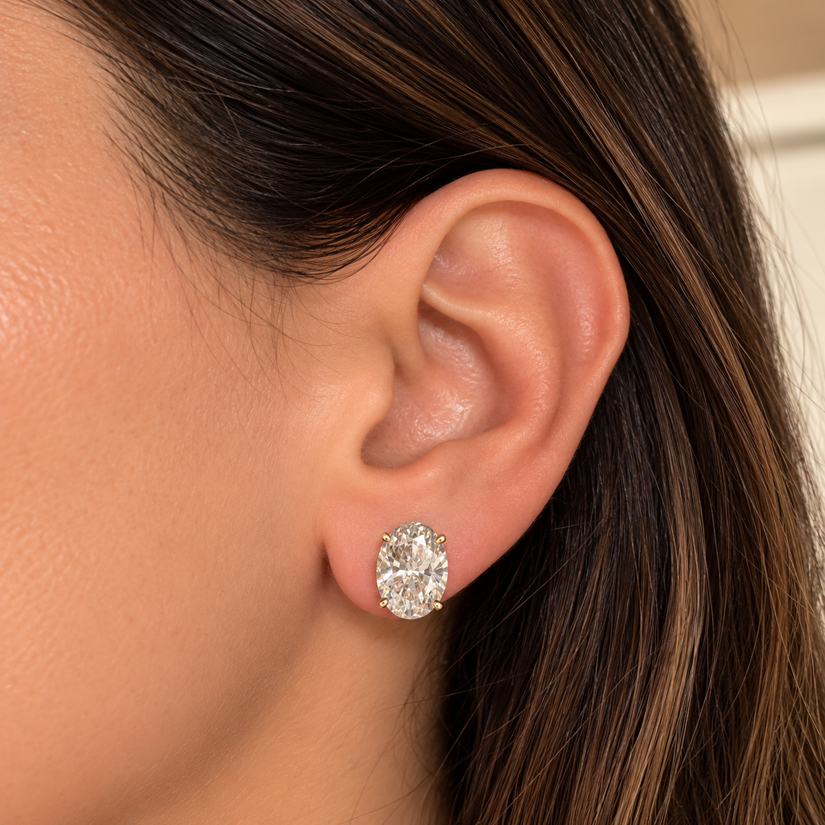 The Oval Solitaire Studs | 5 CTW Lab-Grown Diamonds