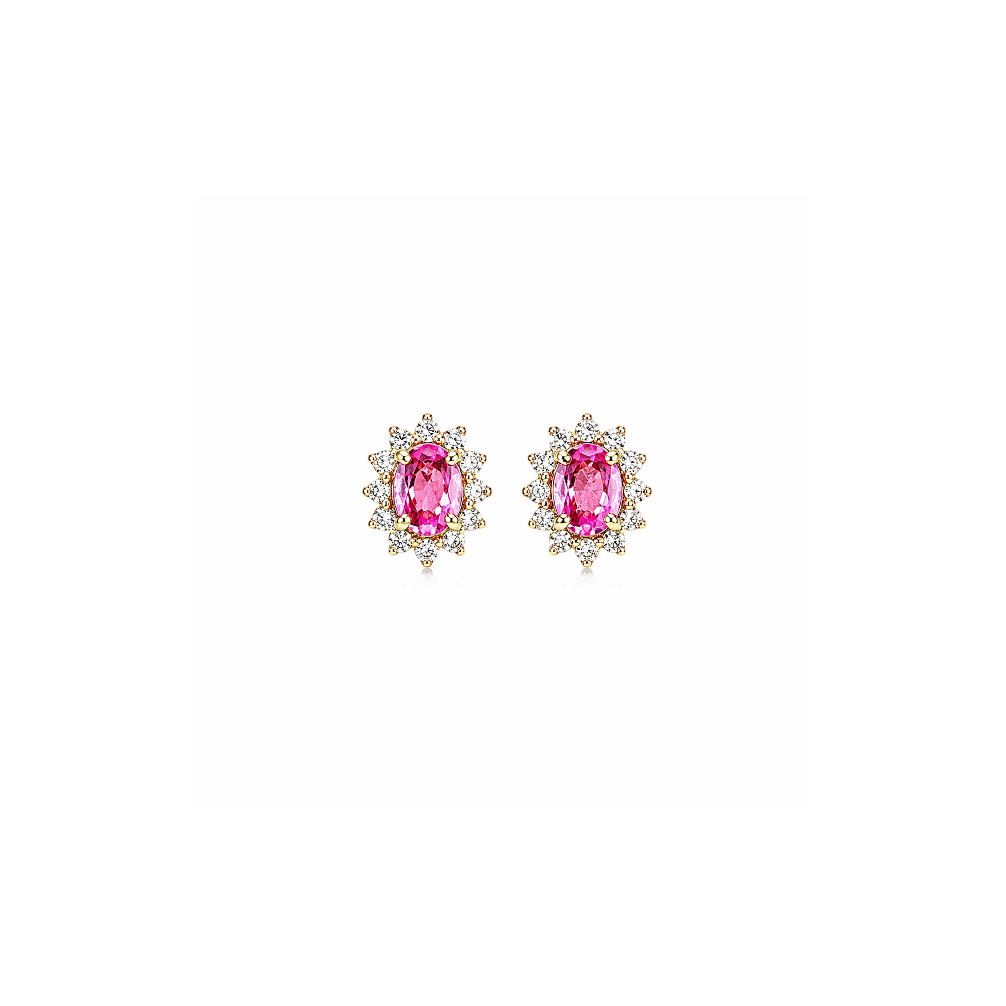 Oval Pink Sapphire with Halo Diamonds