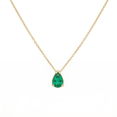 Pear-Cut Emerald Pendant Necklace