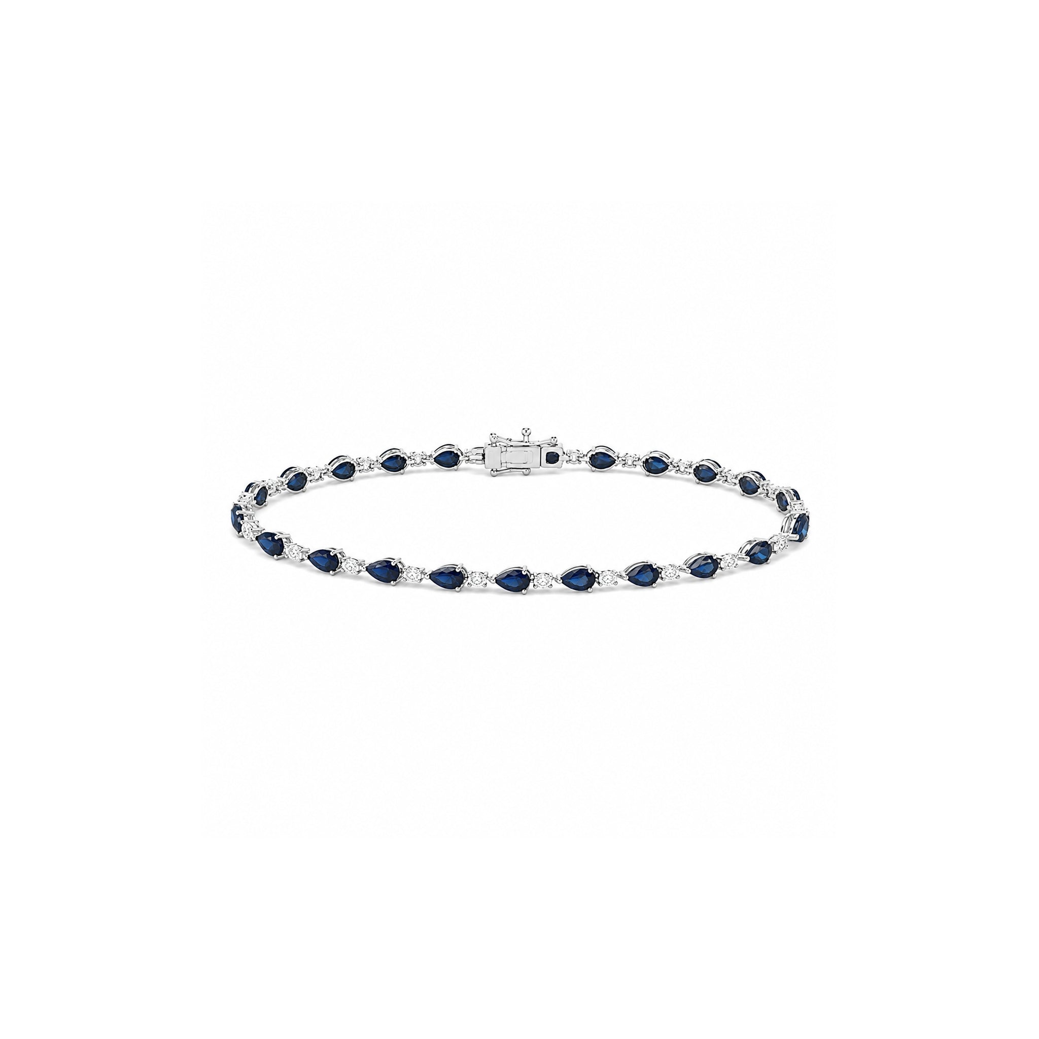 Pear-Shaped Blue Sapphire Tennis Bracelet
