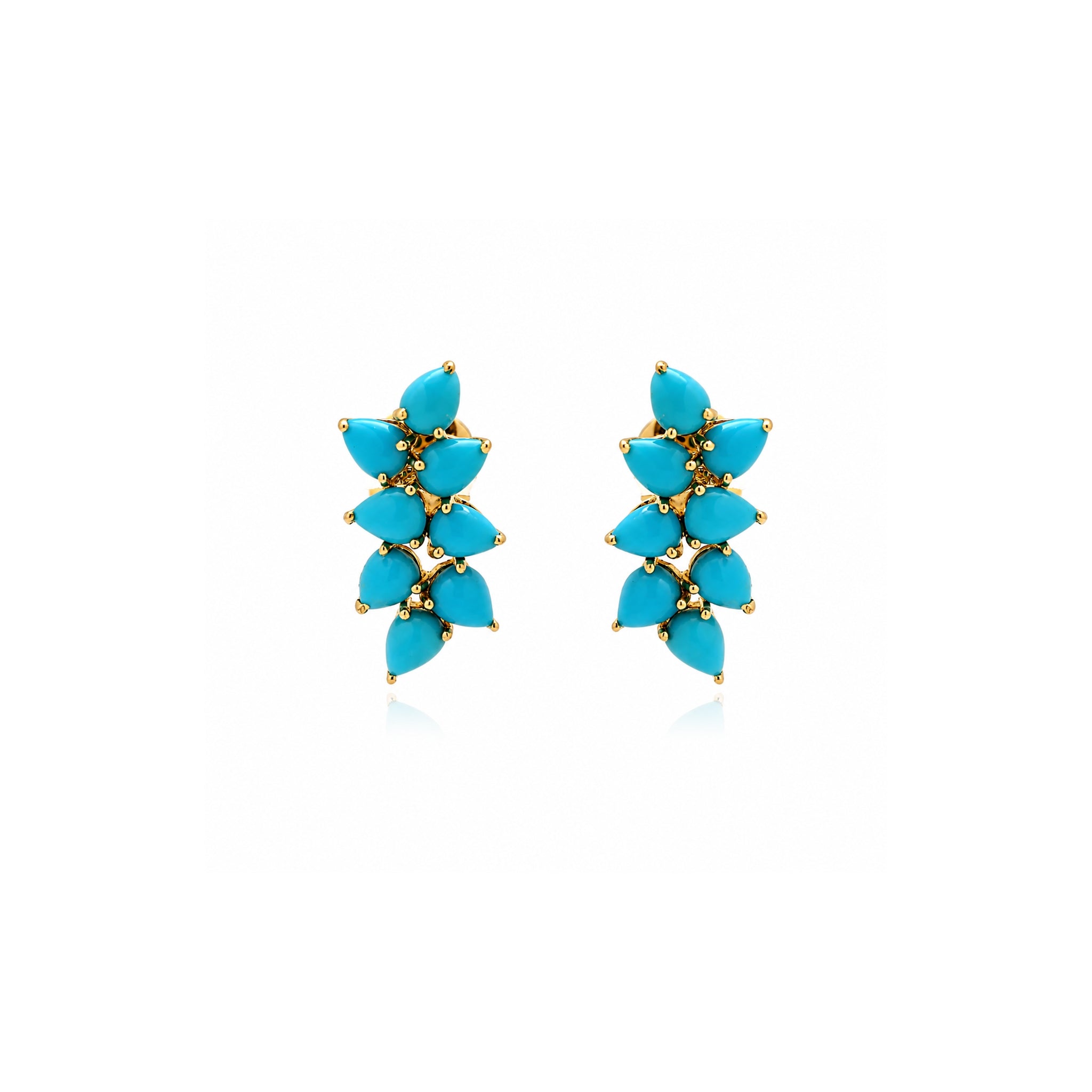 Pear-Shaped Turquoise Cluster Earrings