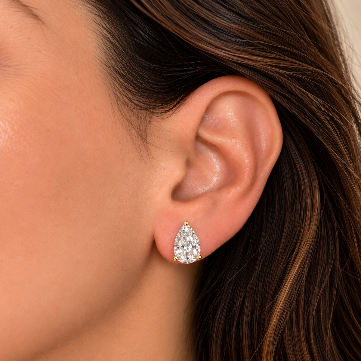 The Pear Solitaire Studs | 5 CTW Lab-Grown Diamonds