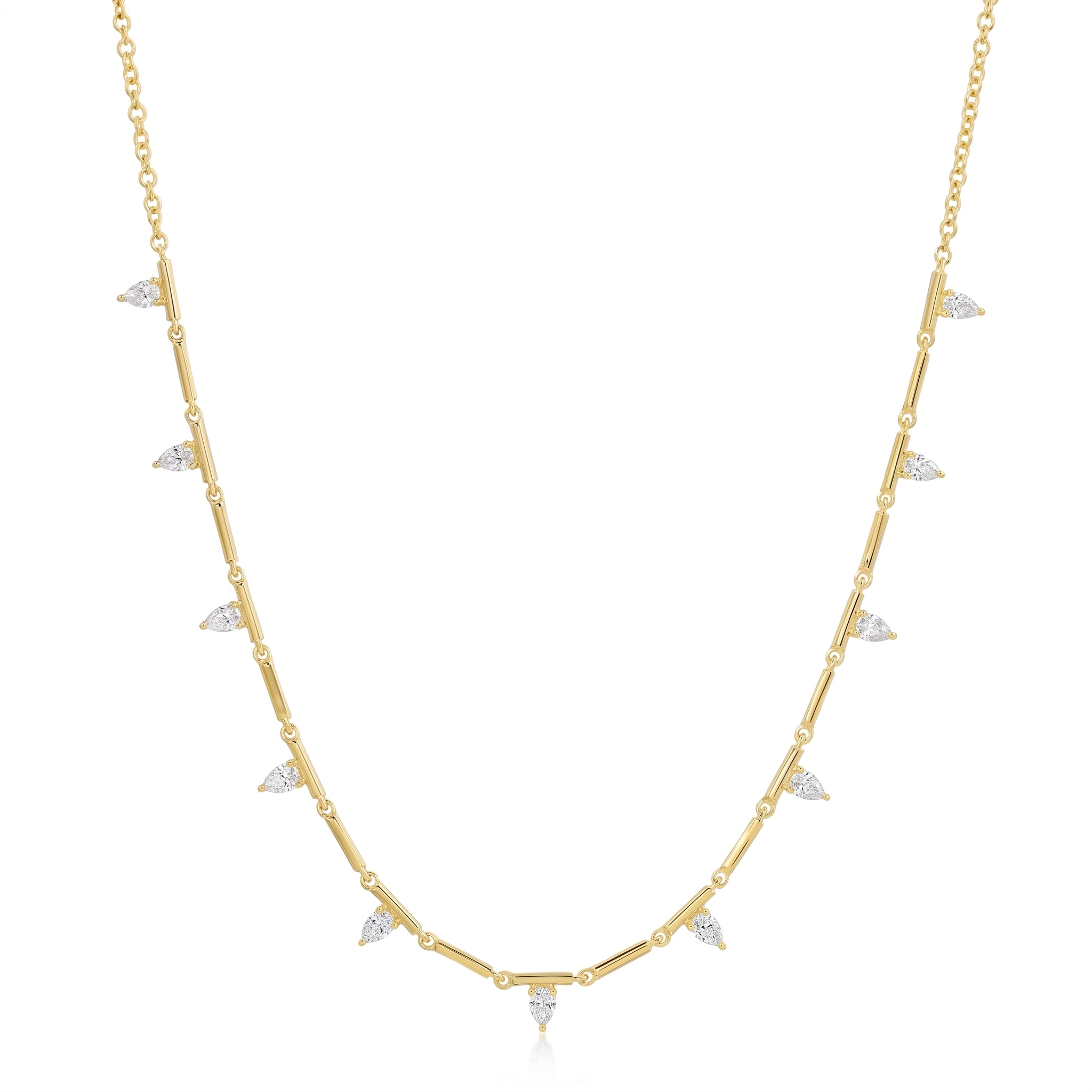 Pear Shape Diamond Station Necklace