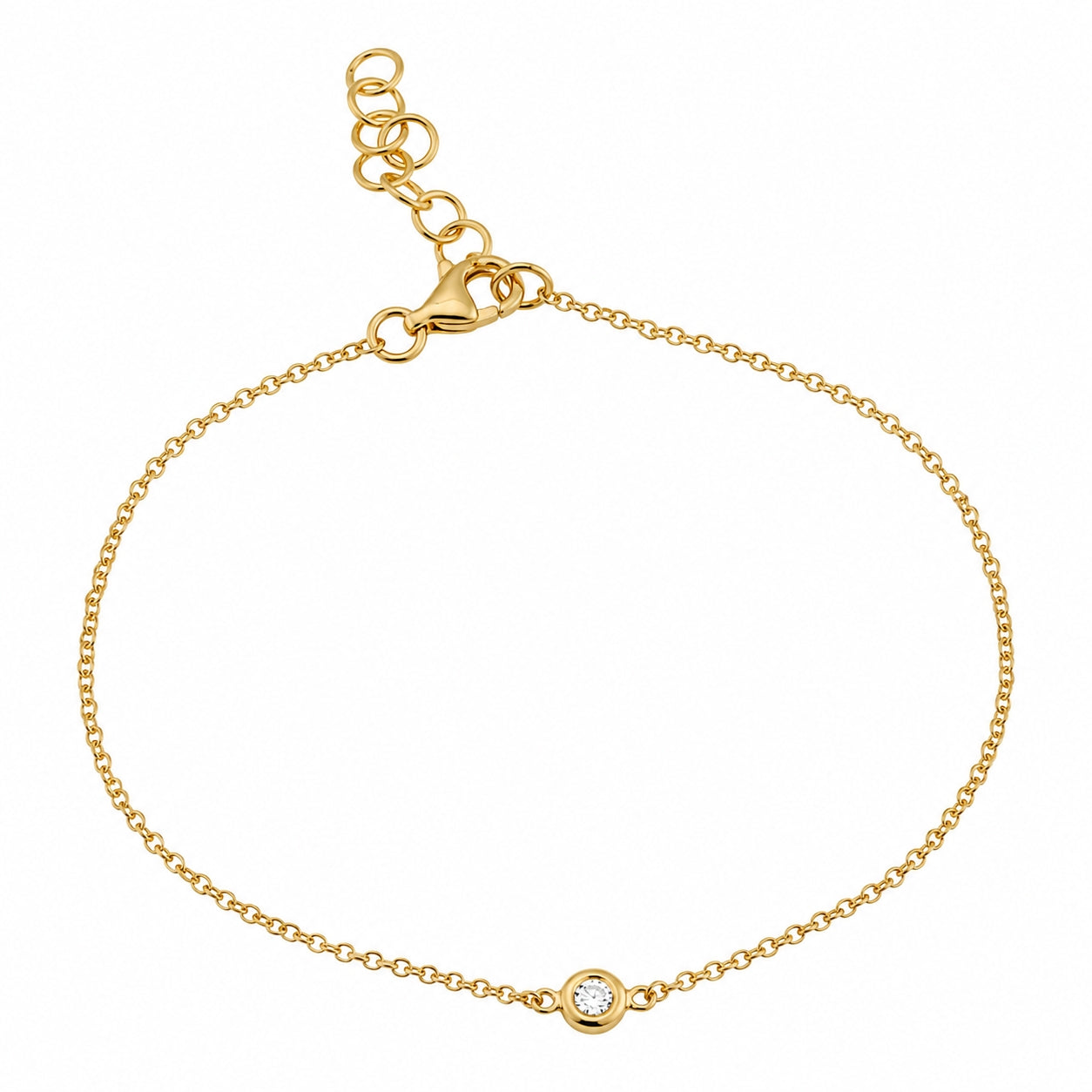 Petit Yellow Gold Bezel-Set Diamond Chain Bracelet