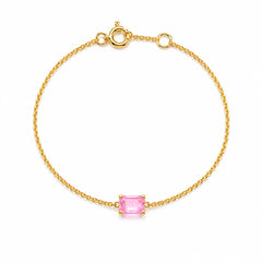 Pink Sapphire Emerald Cut Chain Bracelet