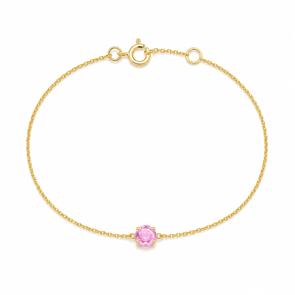Pink Sapphire Solitaire Chain Bracelet