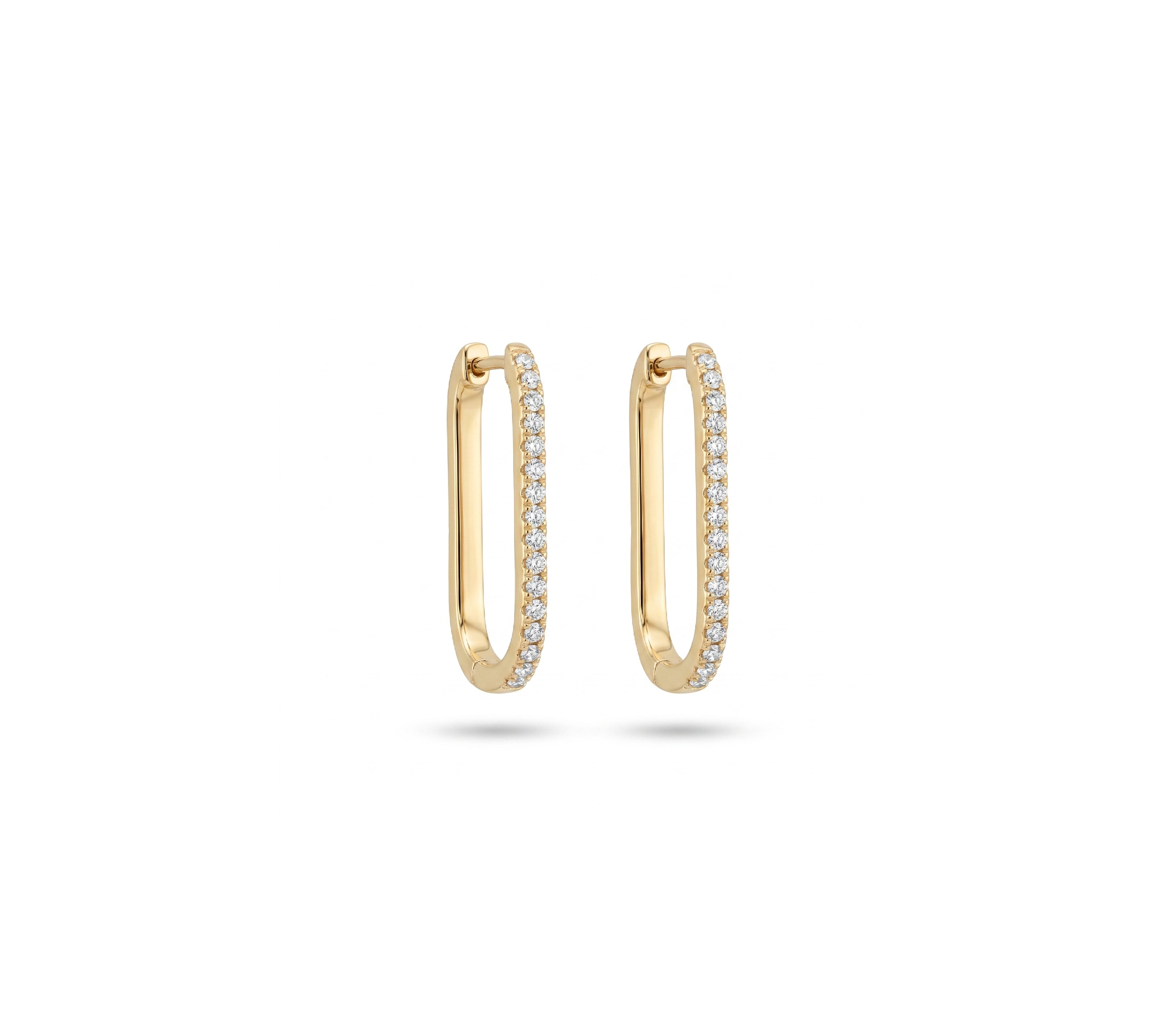 Rectangular Paved Hoops Diamond Huggies