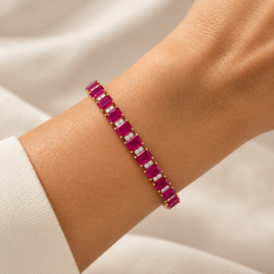 The Emerald-Cut Ruby & Diamonds Tennis Bracelet