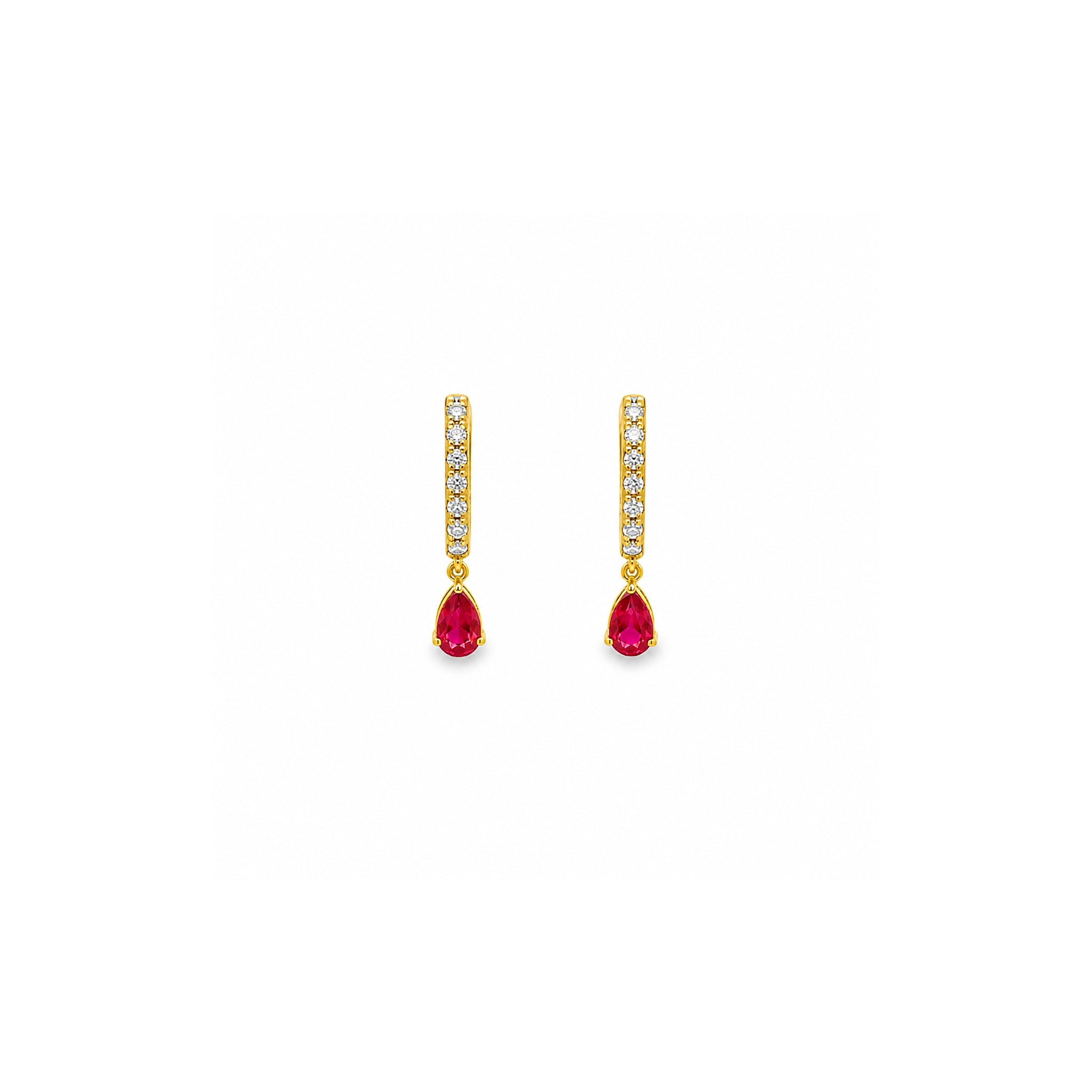 Ruby Drop Earrings with Diamonds