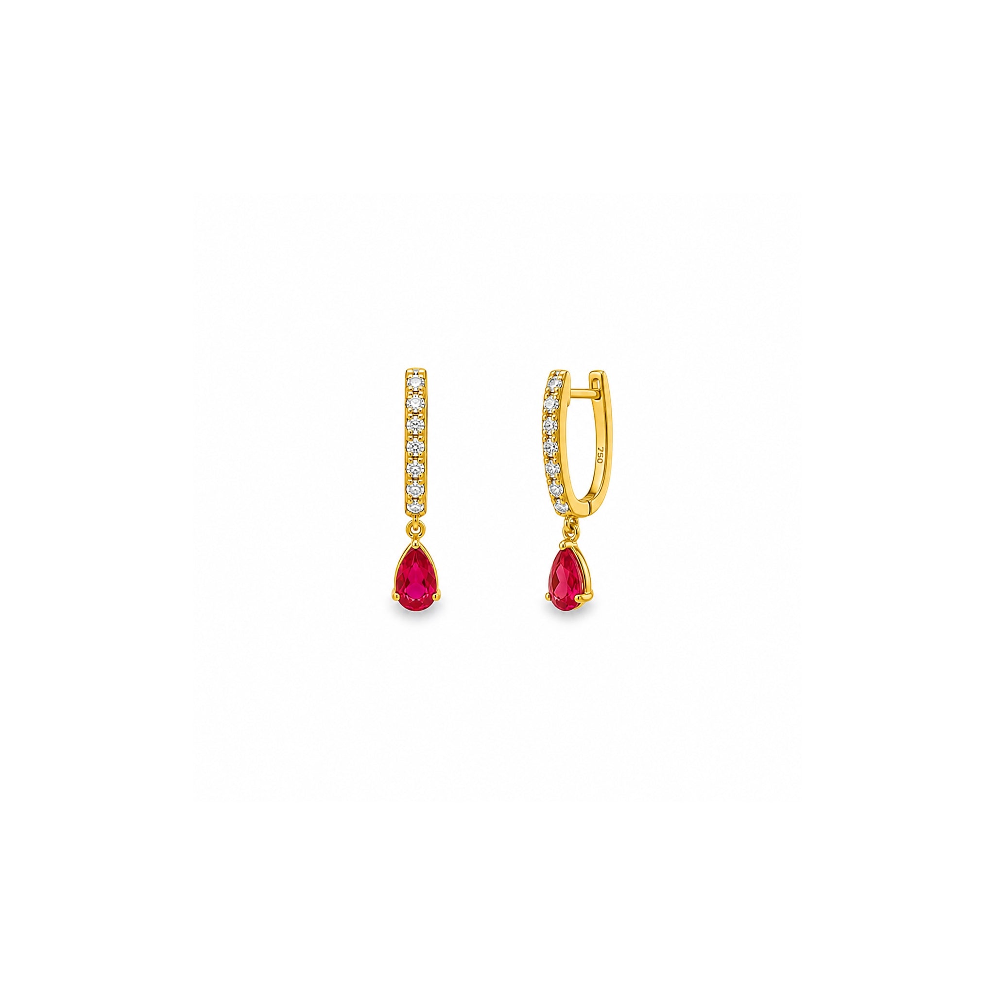Ruby Drop Earrings with Diamonds