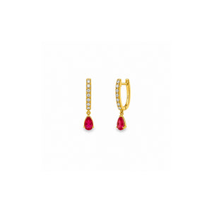 Ruby Drop Earrings with Diamonds