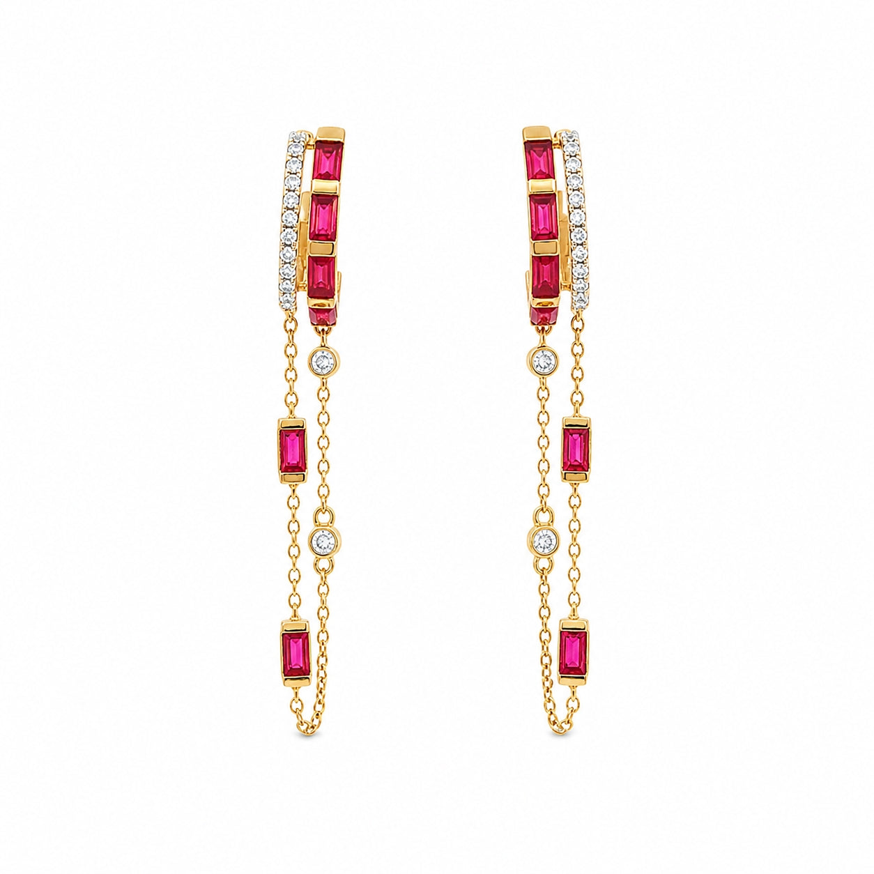 Ruby and Diamond Hoop Drop Chain