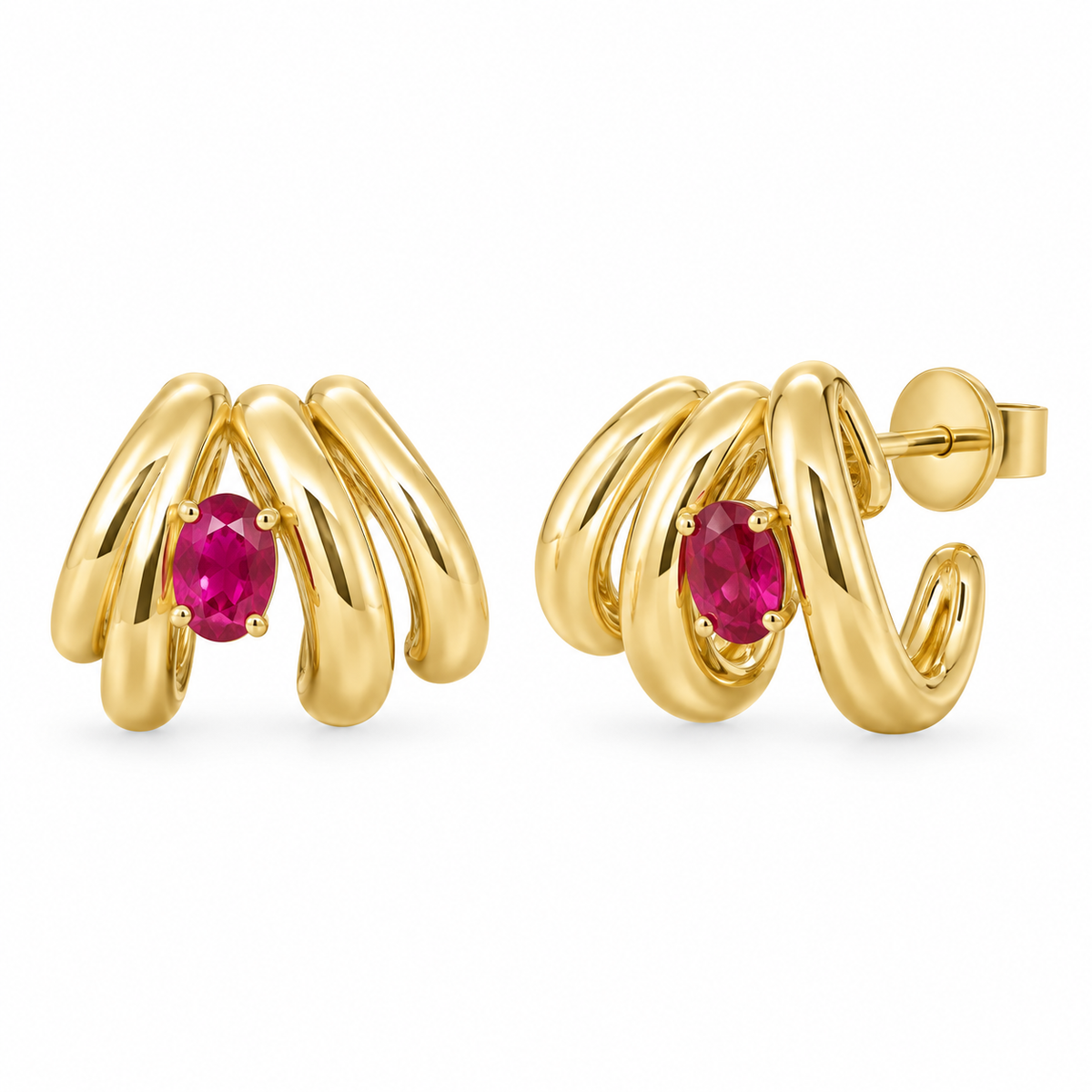 The Ruby Cage Huggie Earrings