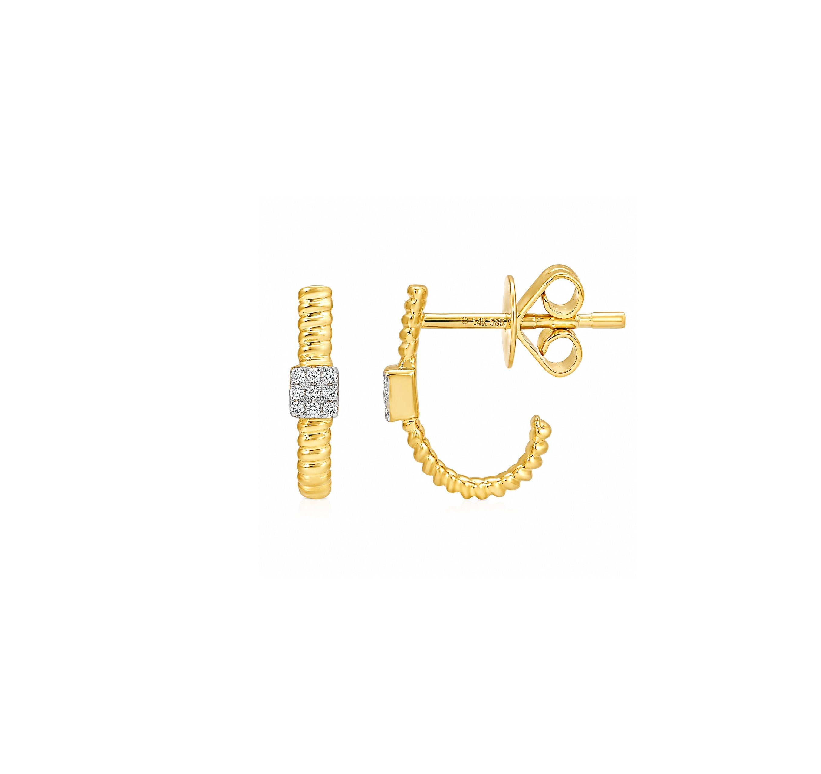 Skinny Omega Chain Diamond Earrings