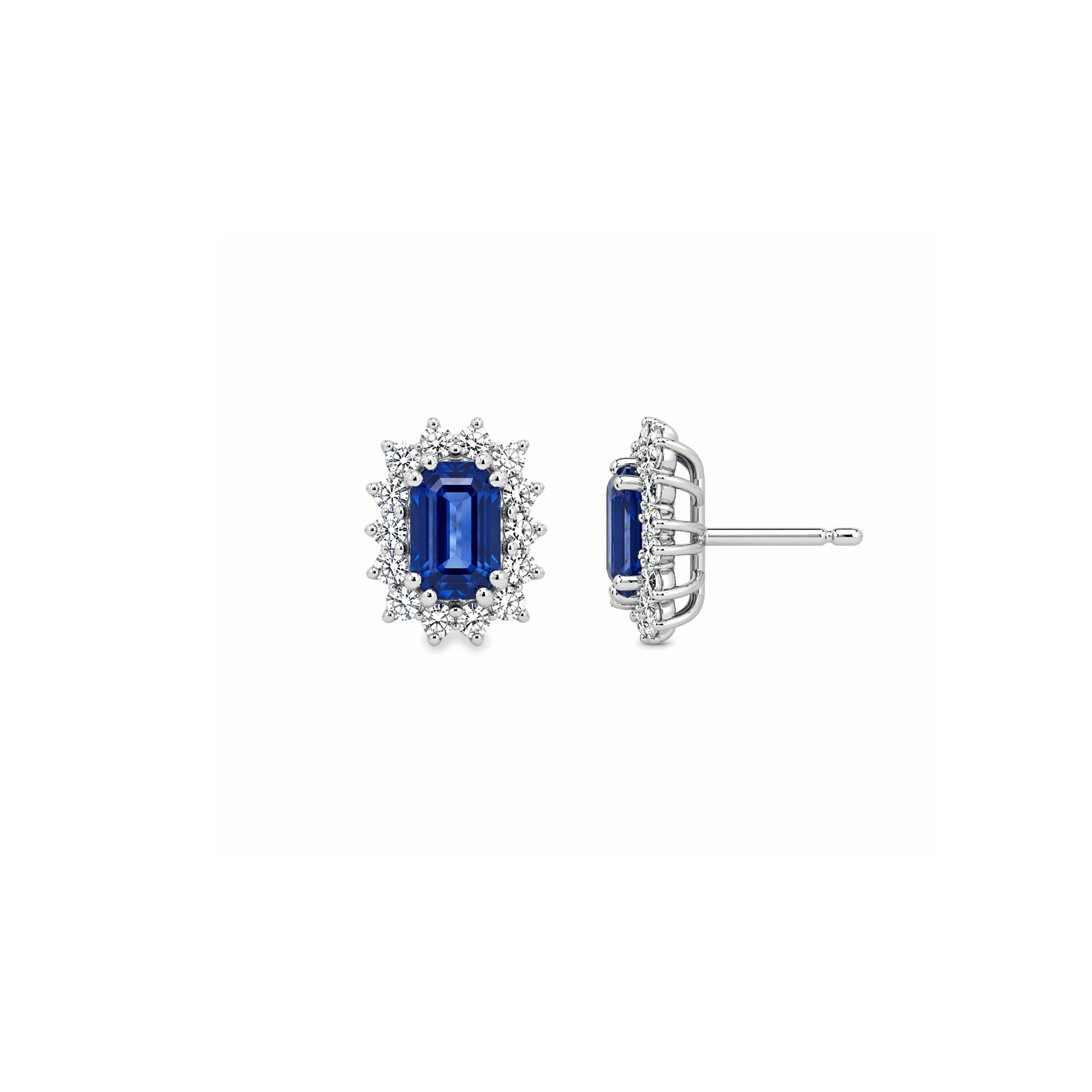 Small Blue Sapphire and Diamond Studs