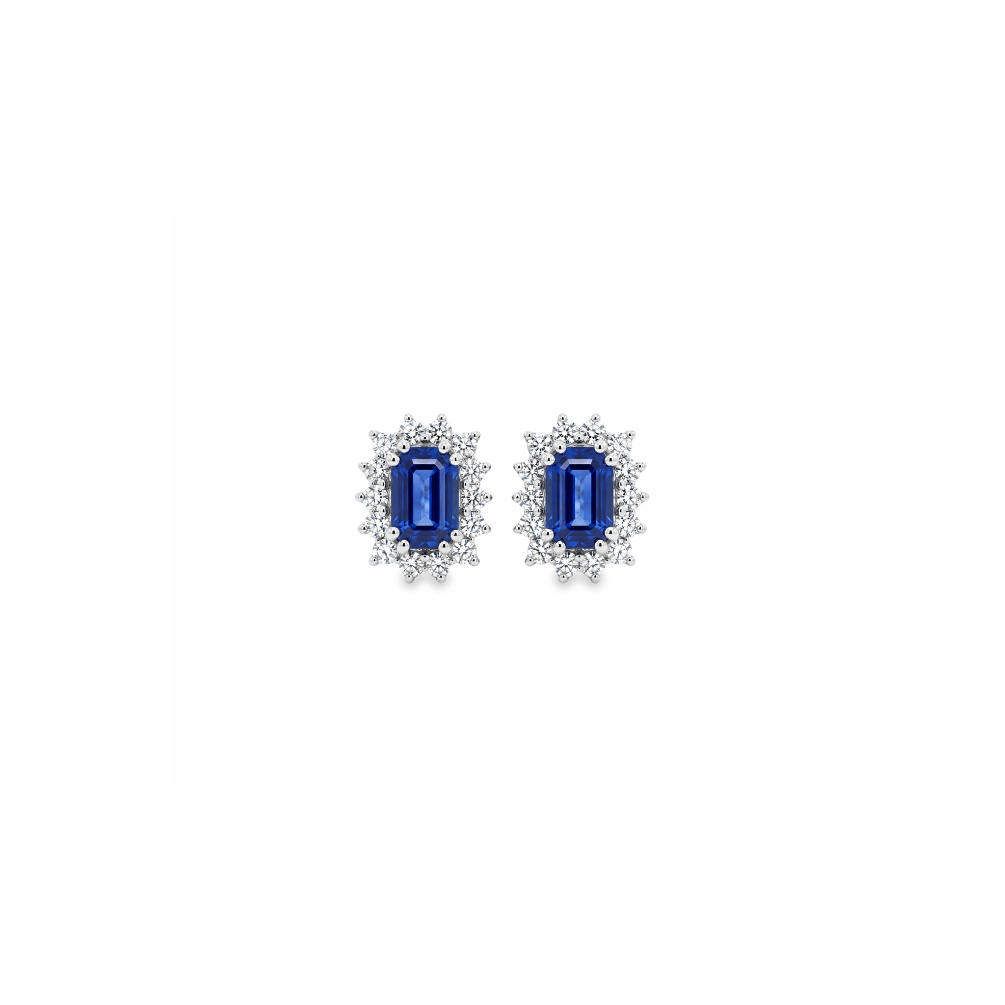 Small Blue Sapphire and Diamond Studs